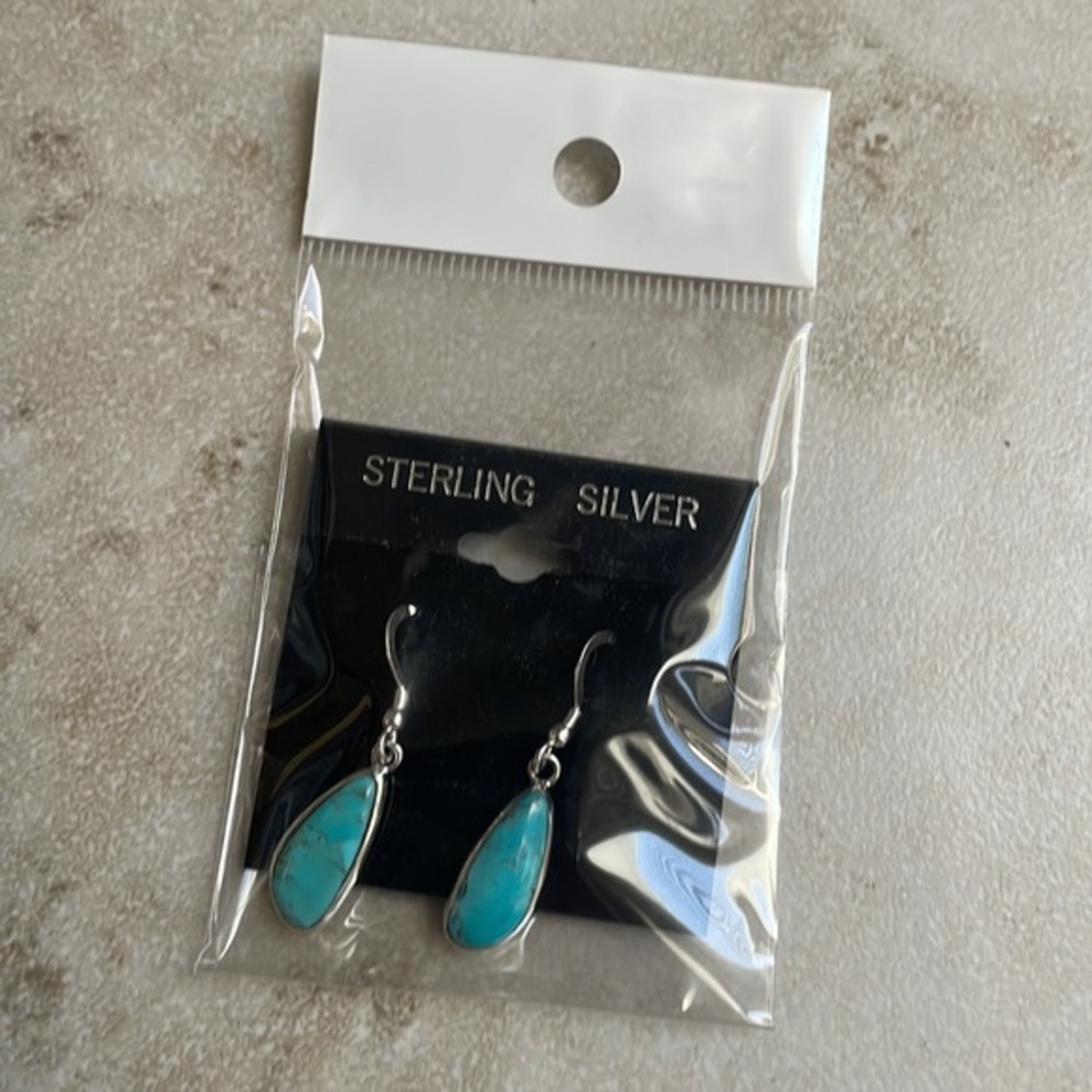 Sterling Silver Turquoise Stone High Grade Silver 925 earrings - Picture 12 of 17